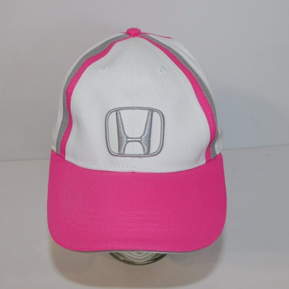 Womens Honda Pink White Gray Logo Stapback Adjustable  Baseball Hat Cap - Picture 8 of 8